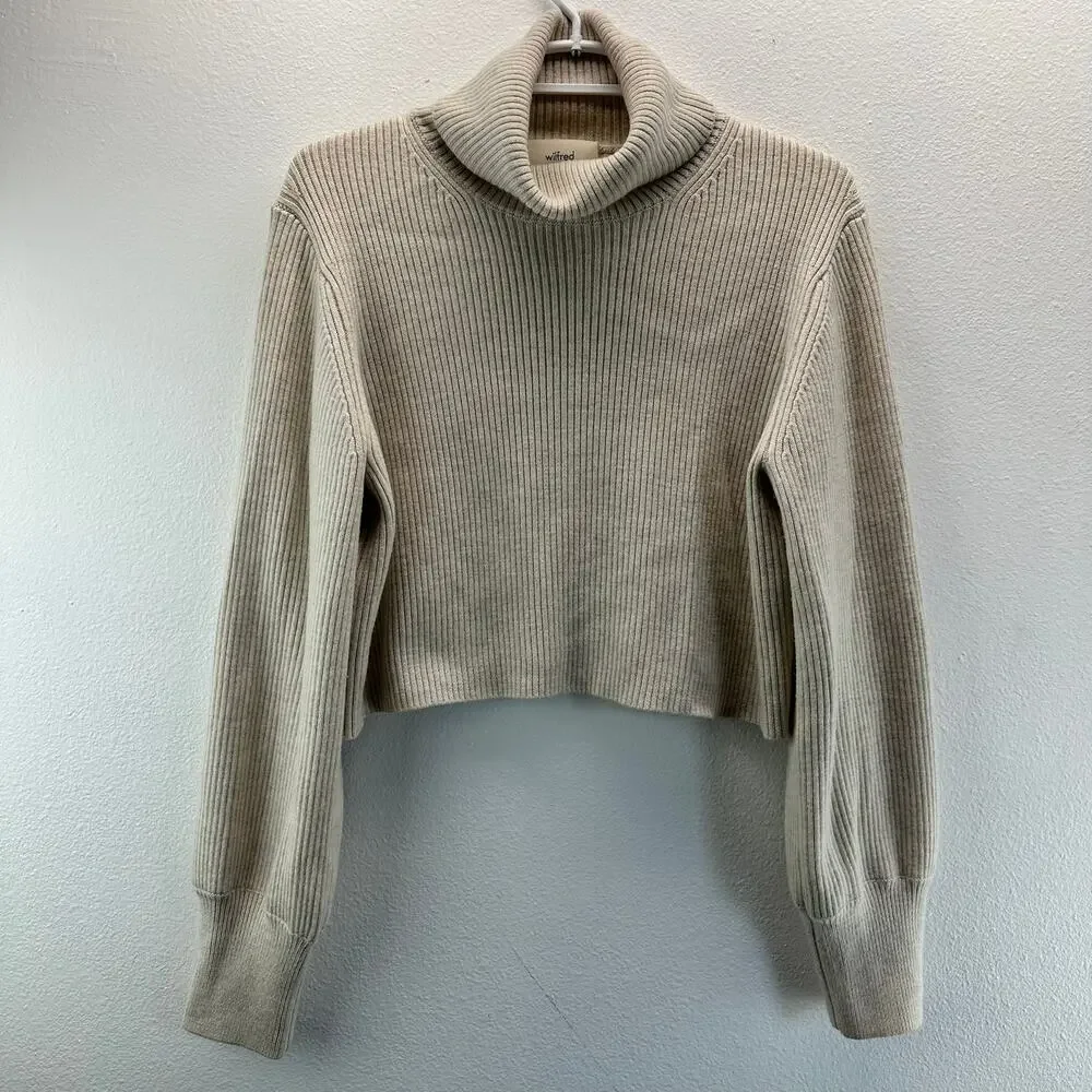 Aritzia Wilfred Rebecca Turtleneck Sweater Merino Wool Cream Med